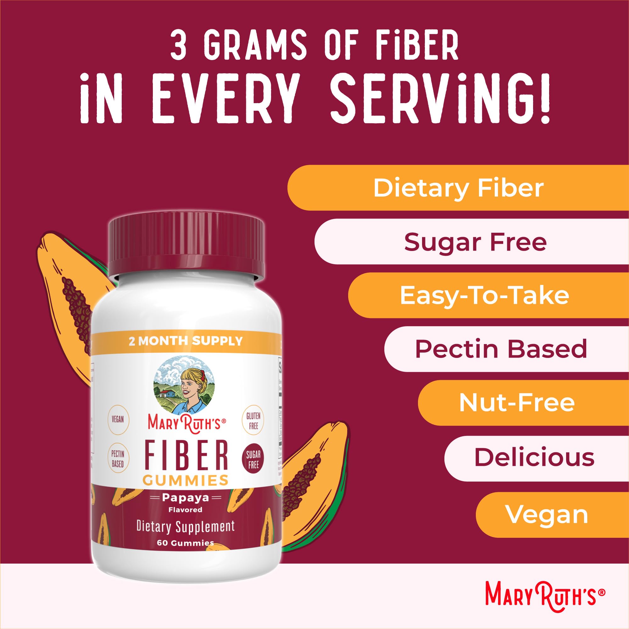 Foto 7 | Gomitas De Fibra Maryruth Organics Para Adultos, 60 Unidades - Venta Internacional.