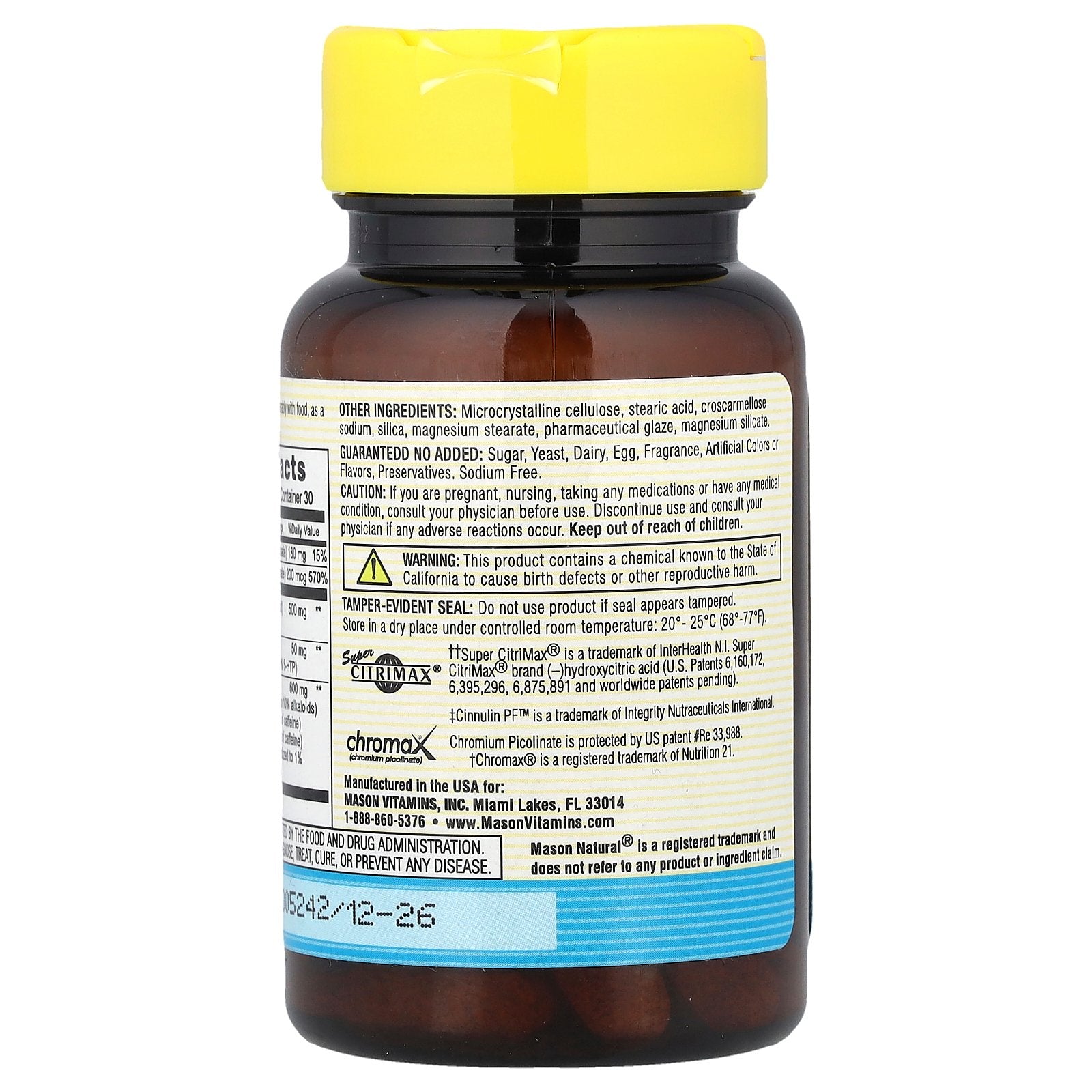 Foto 4 pulgar | Suplemento Mason Natural Fat Burner Plus Super Citrimax 60 Comprimidos - Venta Internacional
