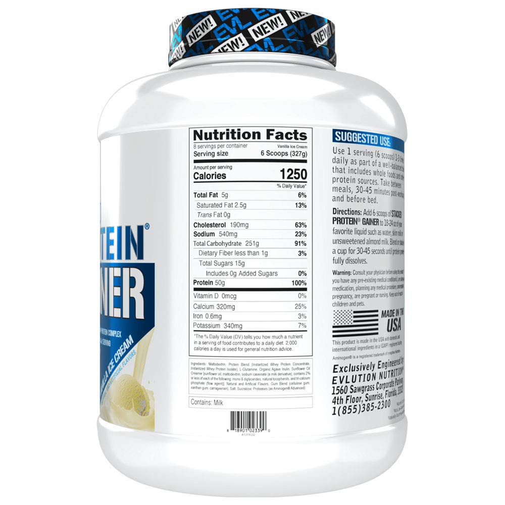 Foto 5 pulgar | Protein Gainer Evlution Nutrition, Vainilla Apilada, 2,7 Kg - Venta Internacional.