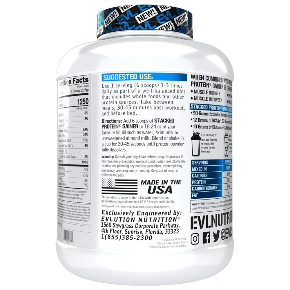 Foto 6 pulgar | Protein Gainer Evlution Nutrition, Vainilla Apilada, 2,7 Kg - Venta Internacional.