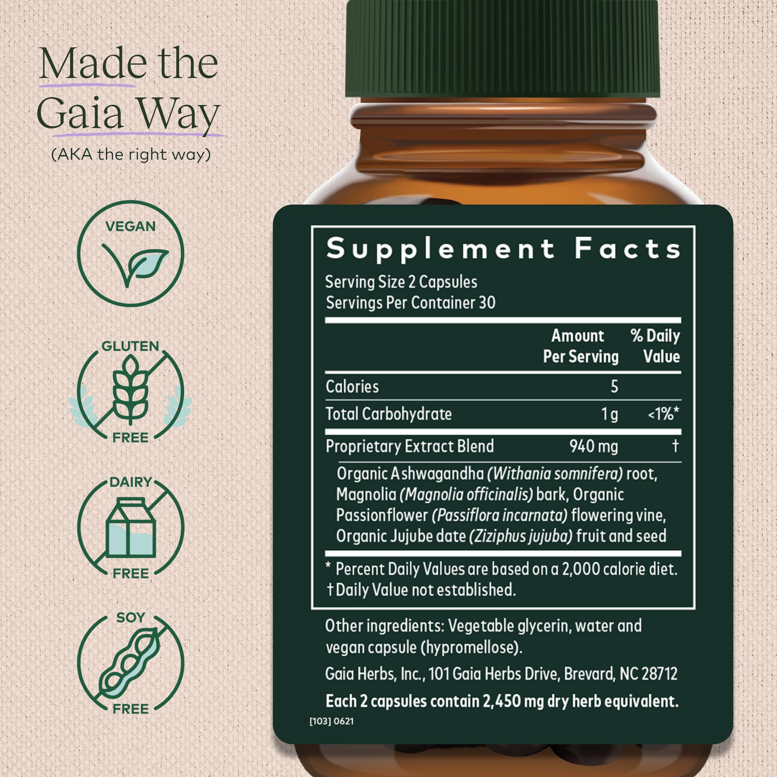 Foto 2 | Suplemento De Apoyo Para Dormir Gaia Herbs Sleepthru 60 Cápsulas - Venta Internacional.