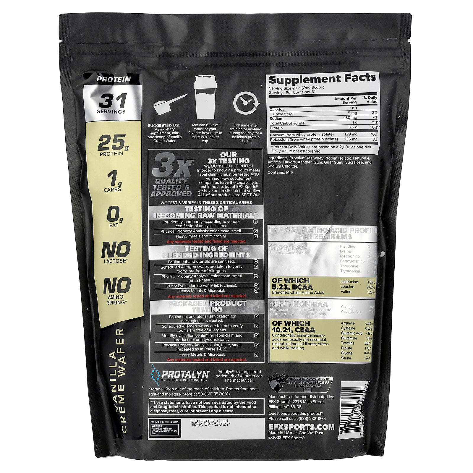 Foto 3 pulgar | Crema De Vainilla Protalyn  Protalyn  Aislada De Proteína De Suero Efx Sports 907 G - Venta Internacional.