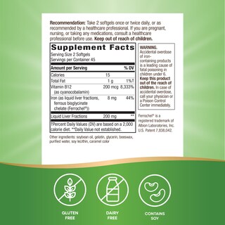 Foto 2 | Complementa 8 Mg De Hierro Energizante De Nature's Way Con Vitamina B12 - Venta Internacional.