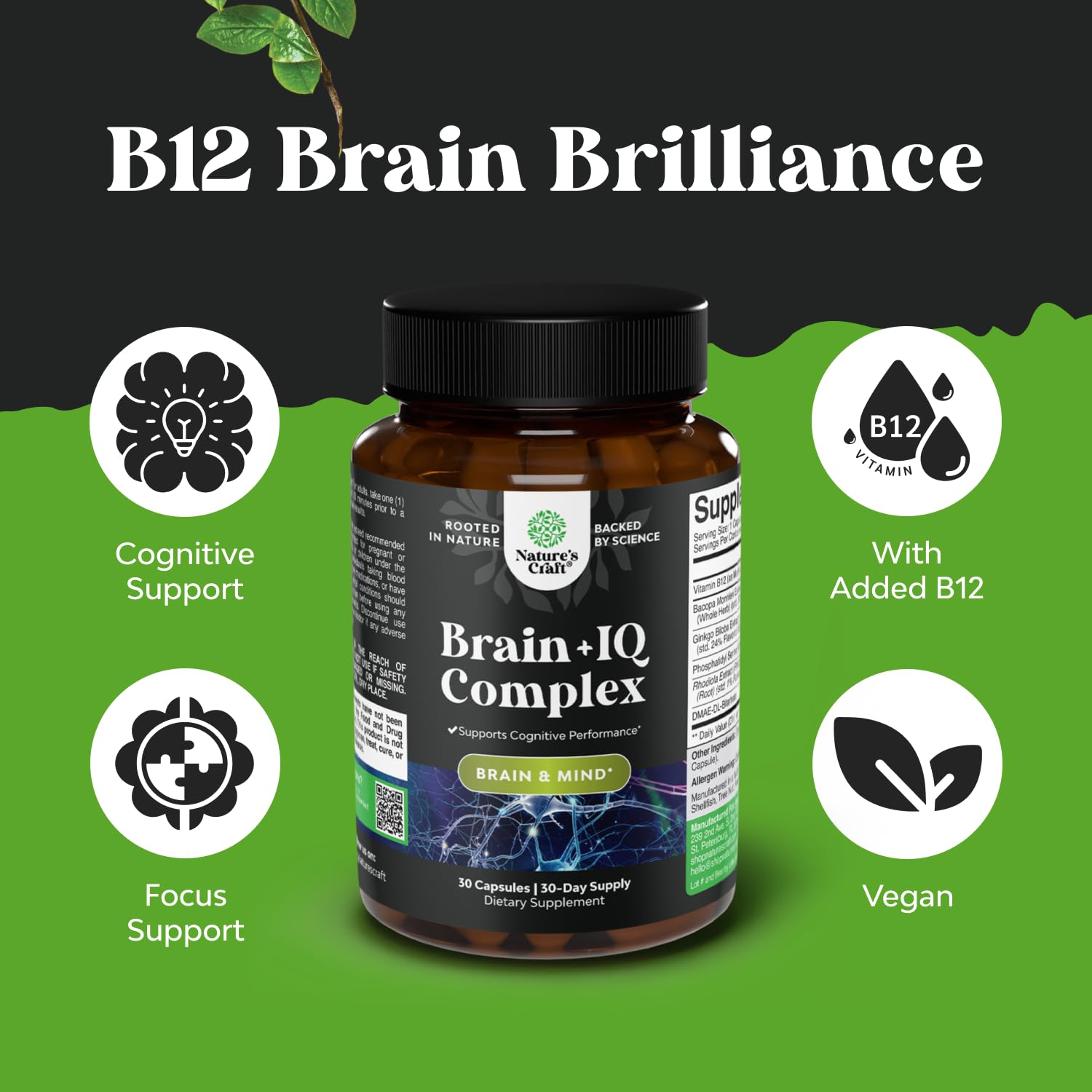 Foto 4 | Suplemento De Memoria Nootrópico Natures Craft Brain Support - Venta Internacional.