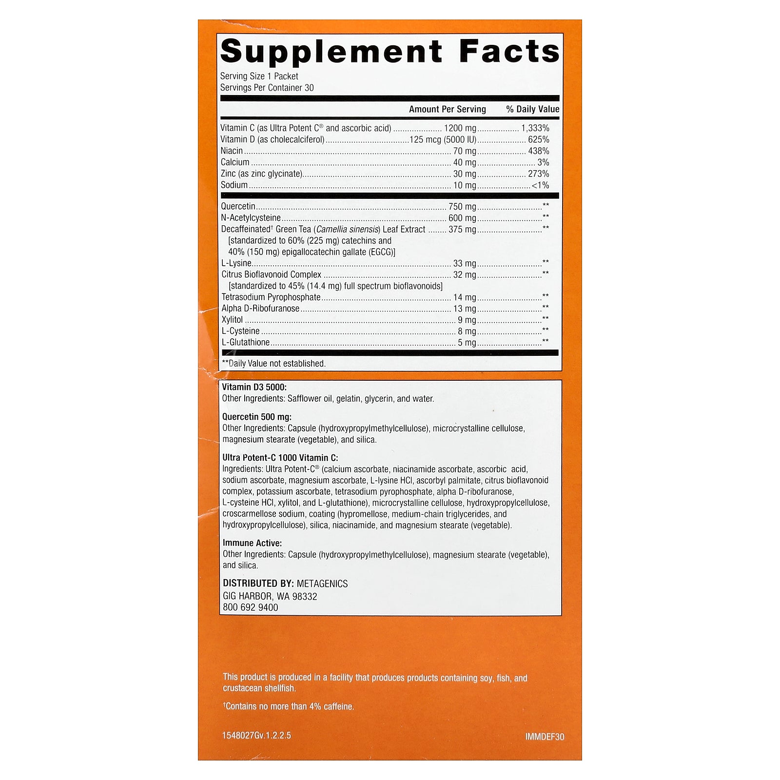 Foto 3 pulgar | Suplemento Metagenics Immune Defense Pack, 30 Paquetes - Venta Internacional.