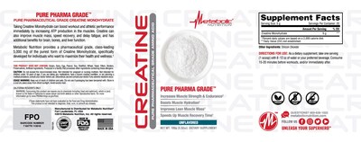 Foto 3 | Suplemento Metabolic Nutrition De Creatina En Polvo, 100 G - Venta Internacional.