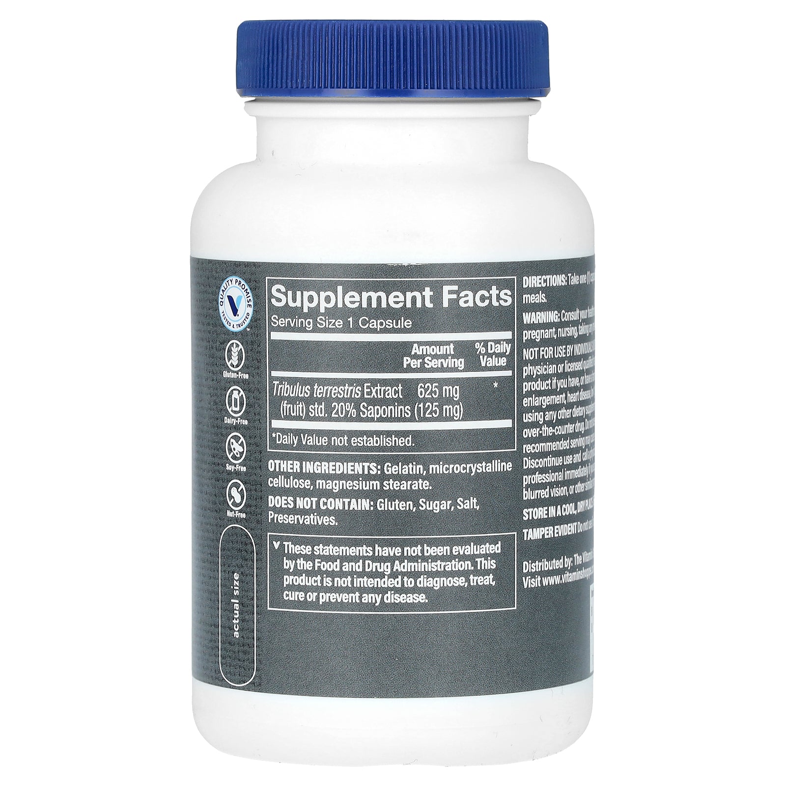 Foto 2 | Suplemento The Vitamin Shoppe Tribulus Terrestris Para Hombre, 625 Mg - Venta Internacional.