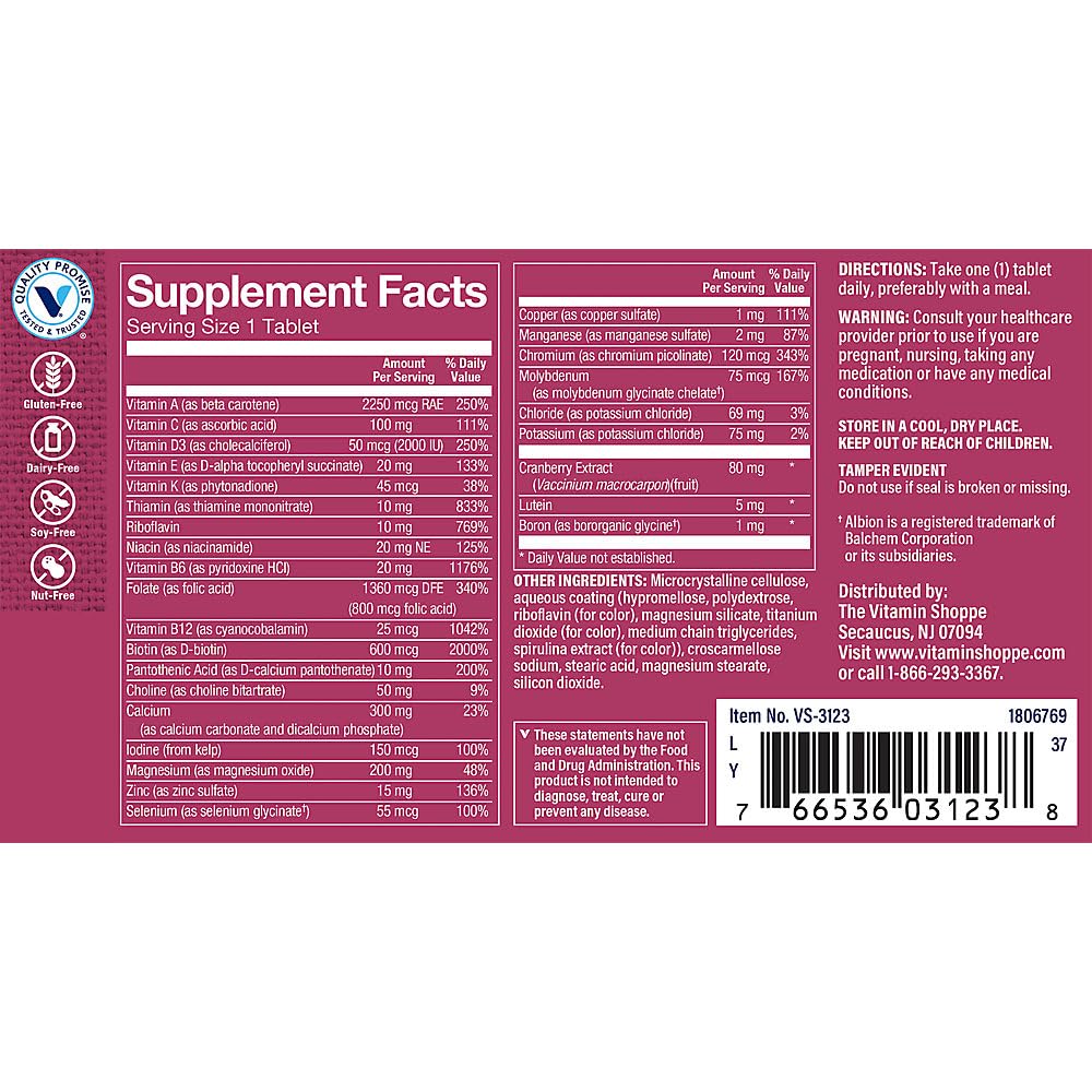 Foto 5 pulgar | Multivitamínico The Vitamin Shoppe One Daily Women's 50+ 60 Comprimidos - Venta Internacional.