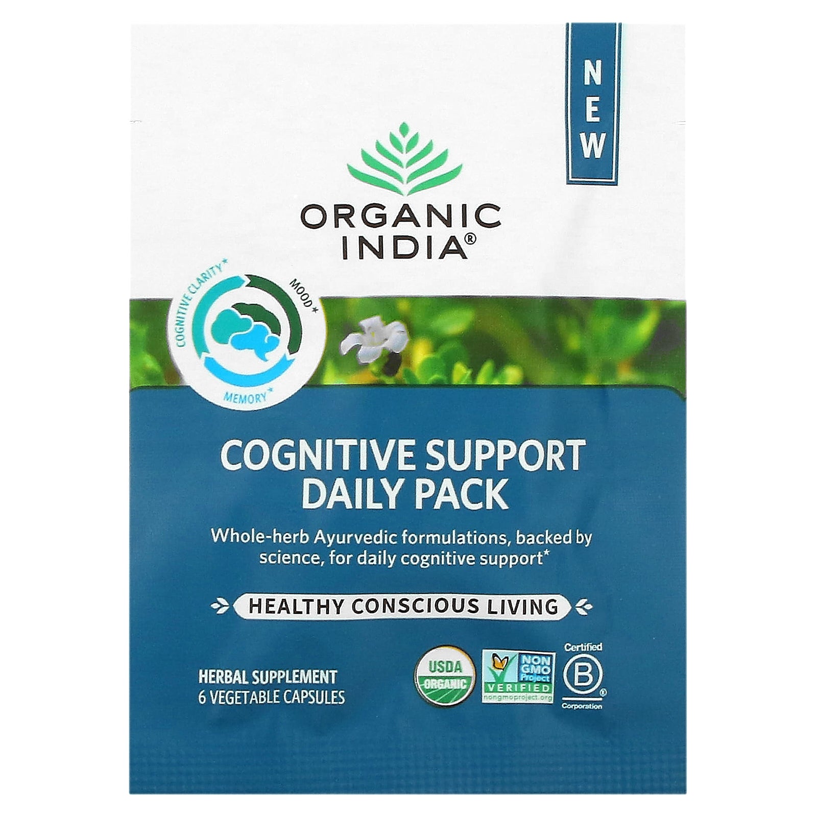 Foto 4 pulgar | Supplement Organic India Cognitive Support 30 Paquetes Diarios - Venta Internacional.