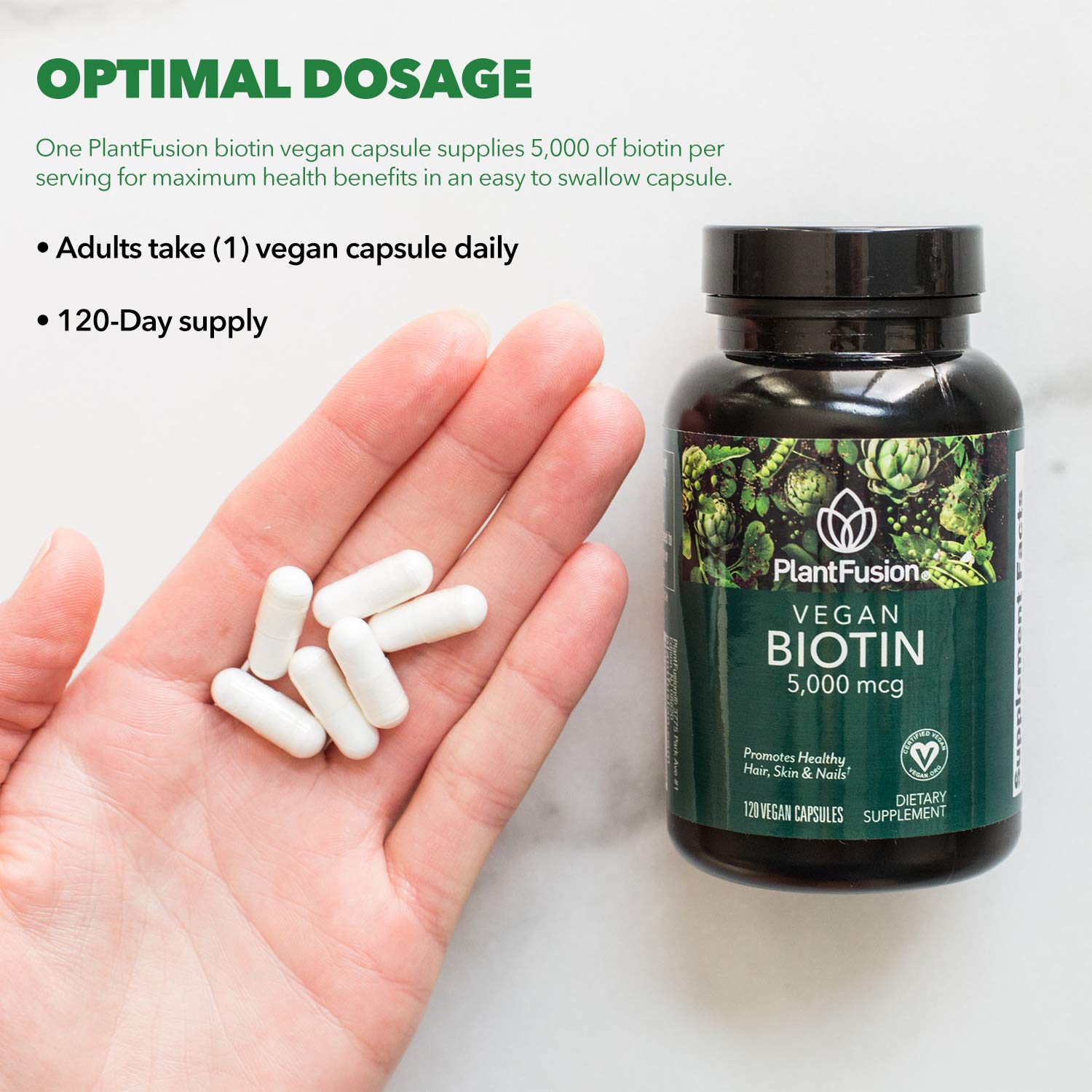 Foto 4 | Suplemento Plantfusion De Biotina Vegana 5000 Mcg 120 Cápsulas - Venta Internacional.