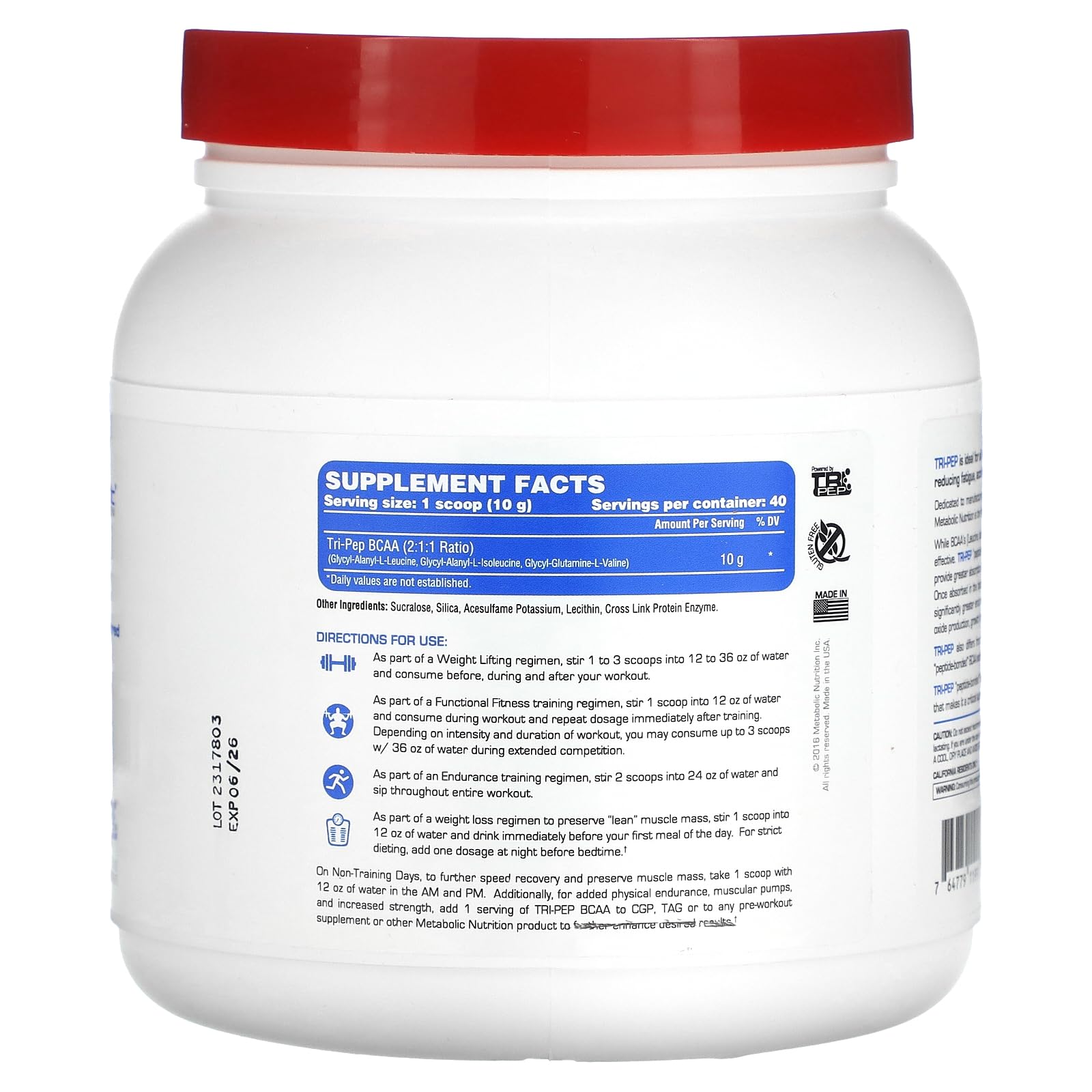 Foto 3 pulgar | Suplemento Nutricional Metabolic Nutrition Tri-pep 400g - Venta Internacional.