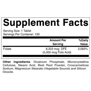 Foto 2 | Suplemento De Ácido Fólico Vitamático 5 Mg (5000 Mcg) 120 Tabletas - Venta Internacional.