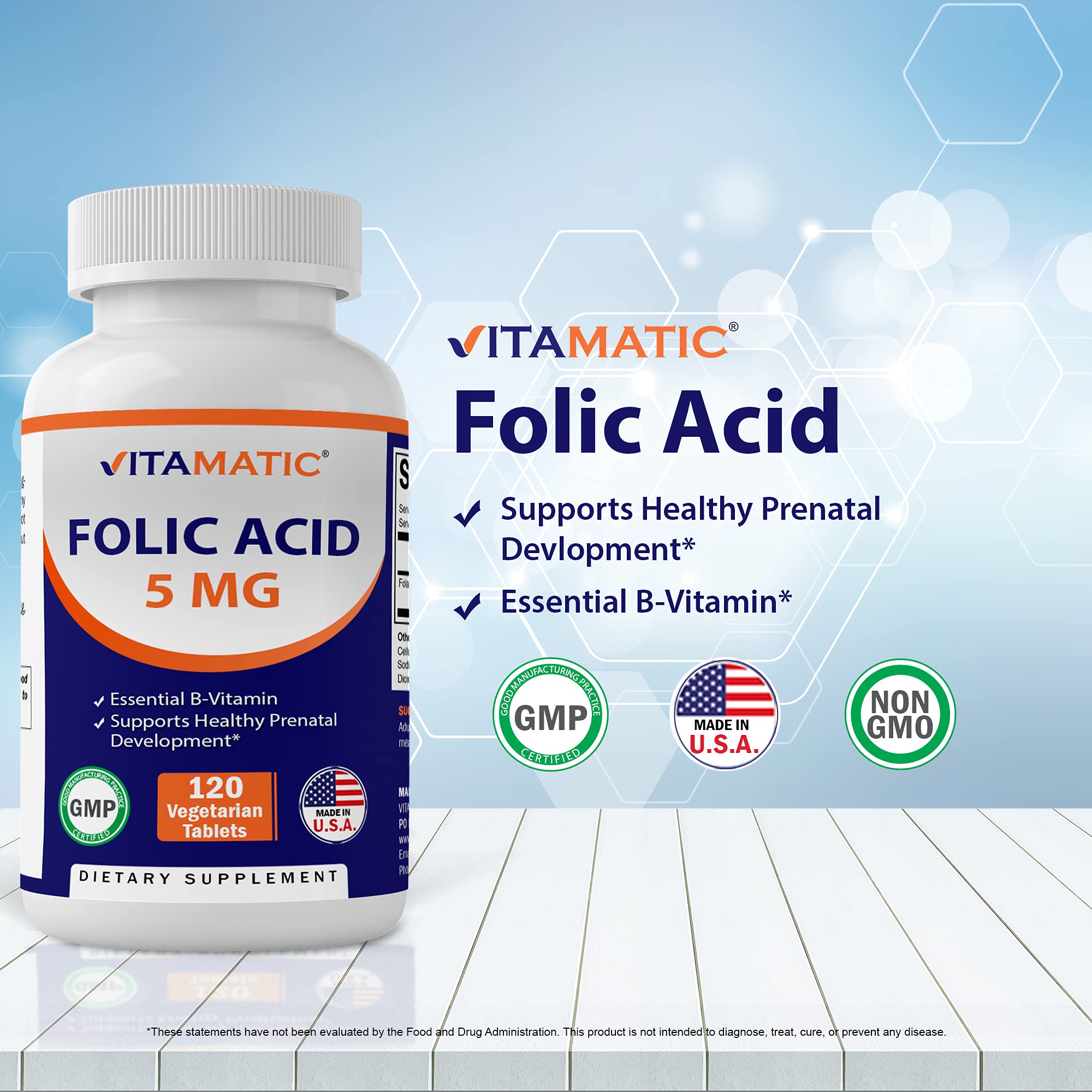 Foto 4 pulgar | Suplemento De Ácido Fólico Vitamático 5 Mg (5000 Mcg) 120 Tabletas - Venta Internacional.