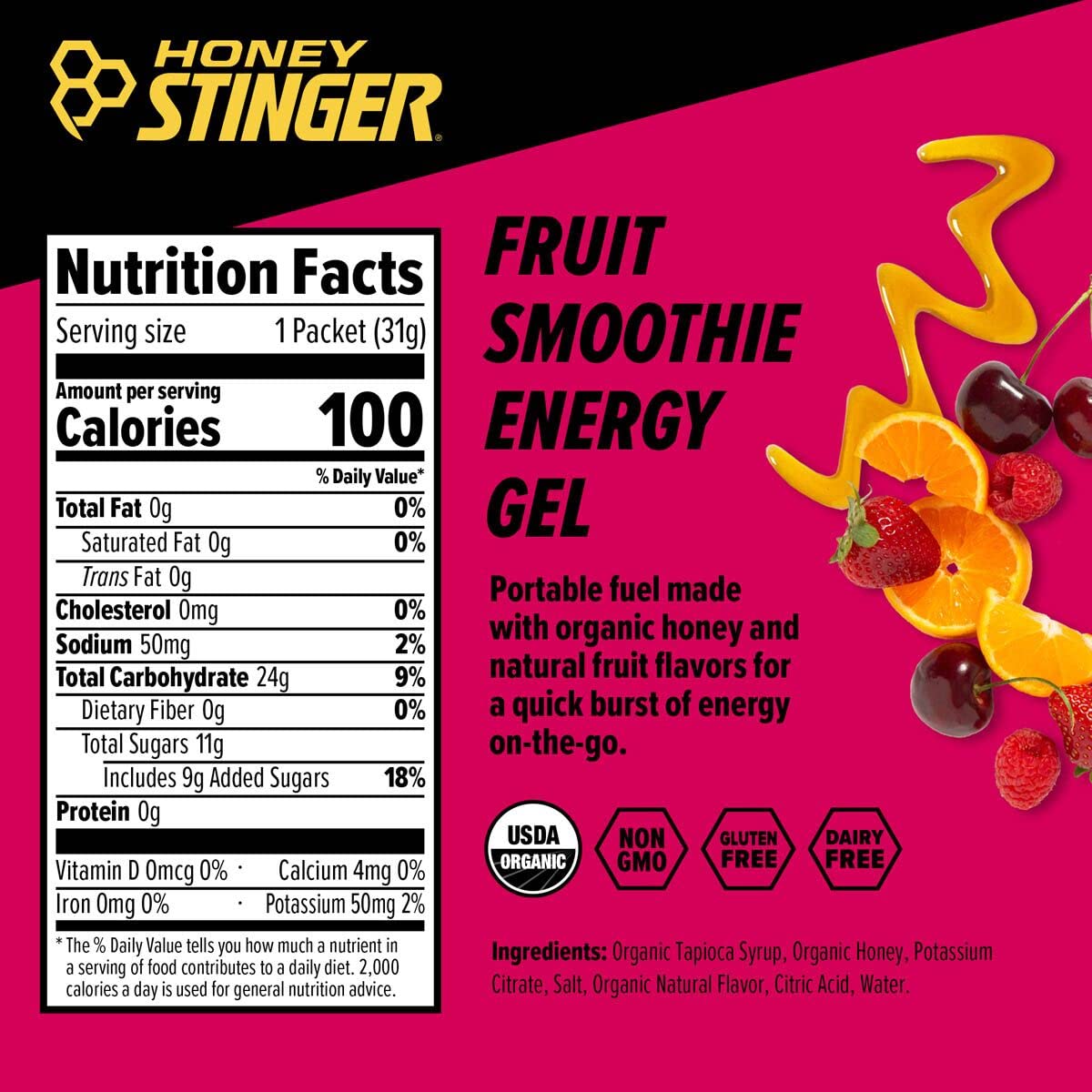 Foto 4 pulgar | Batido De Frutas Orgánico Energy Gels Honey Stinger, Paquete De 24 - Venta Internacional.