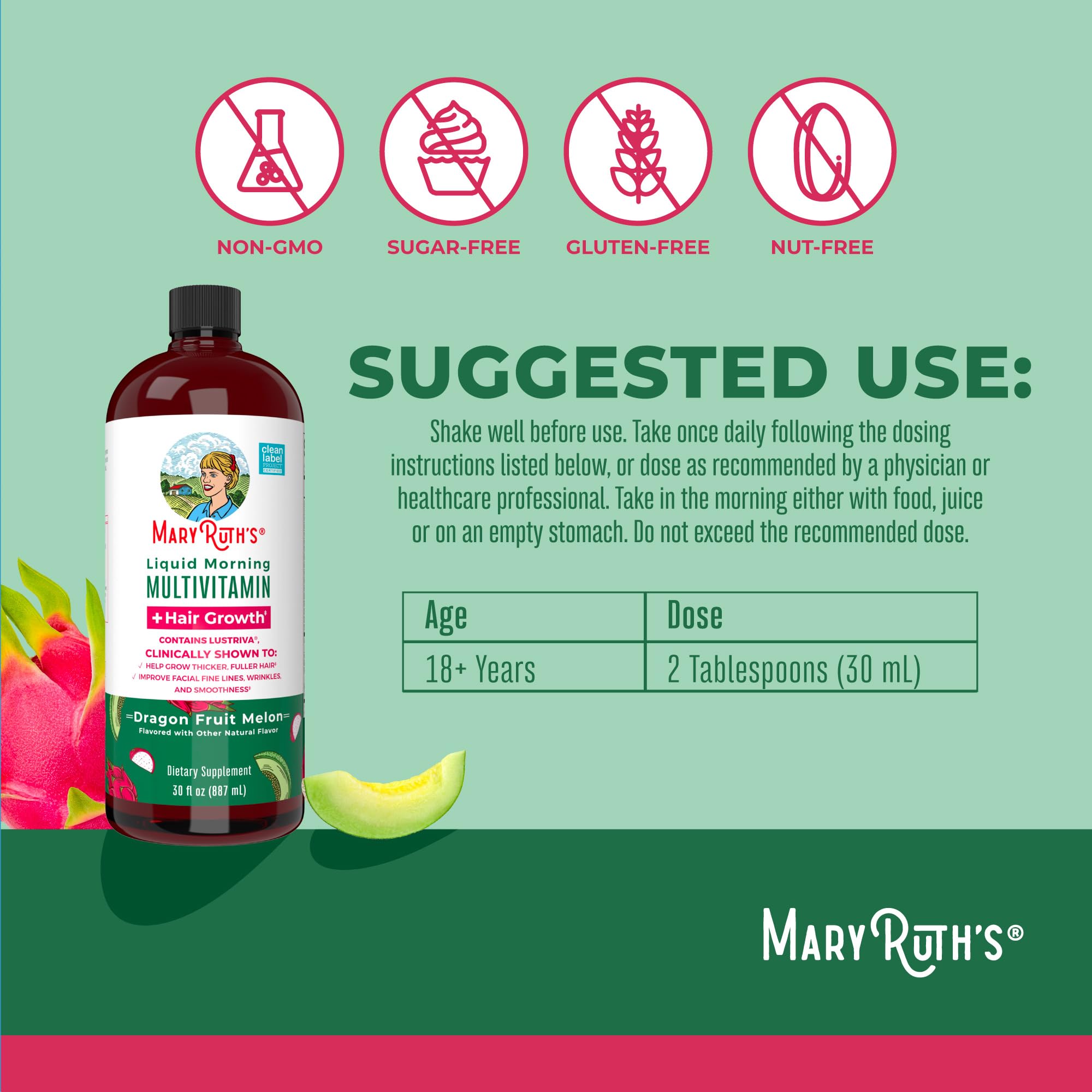 Foto 3 | Suplemento Multivitamínico Líquido Maryruth's Para El Crecimiento Del Cabello, 900 Ml - Venta Internacional.