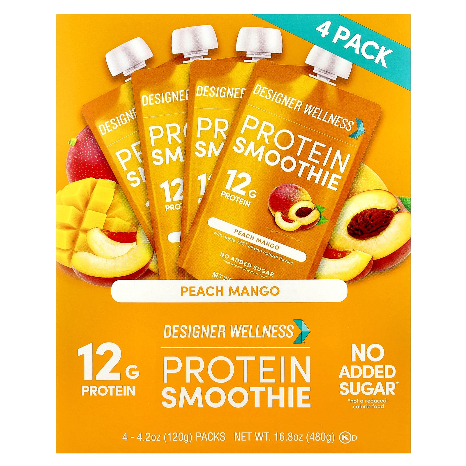 Foto 2 pulgar | Smoothie Protein Designer Wellness Melocotón Y Mango 120 G X 4 - Venta Internacional.