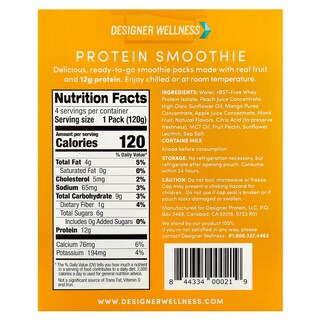 Foto 2 | Smoothie Protein Designer Wellness Melocotón Y Mango 120 G X 4 - Venta Internacional.