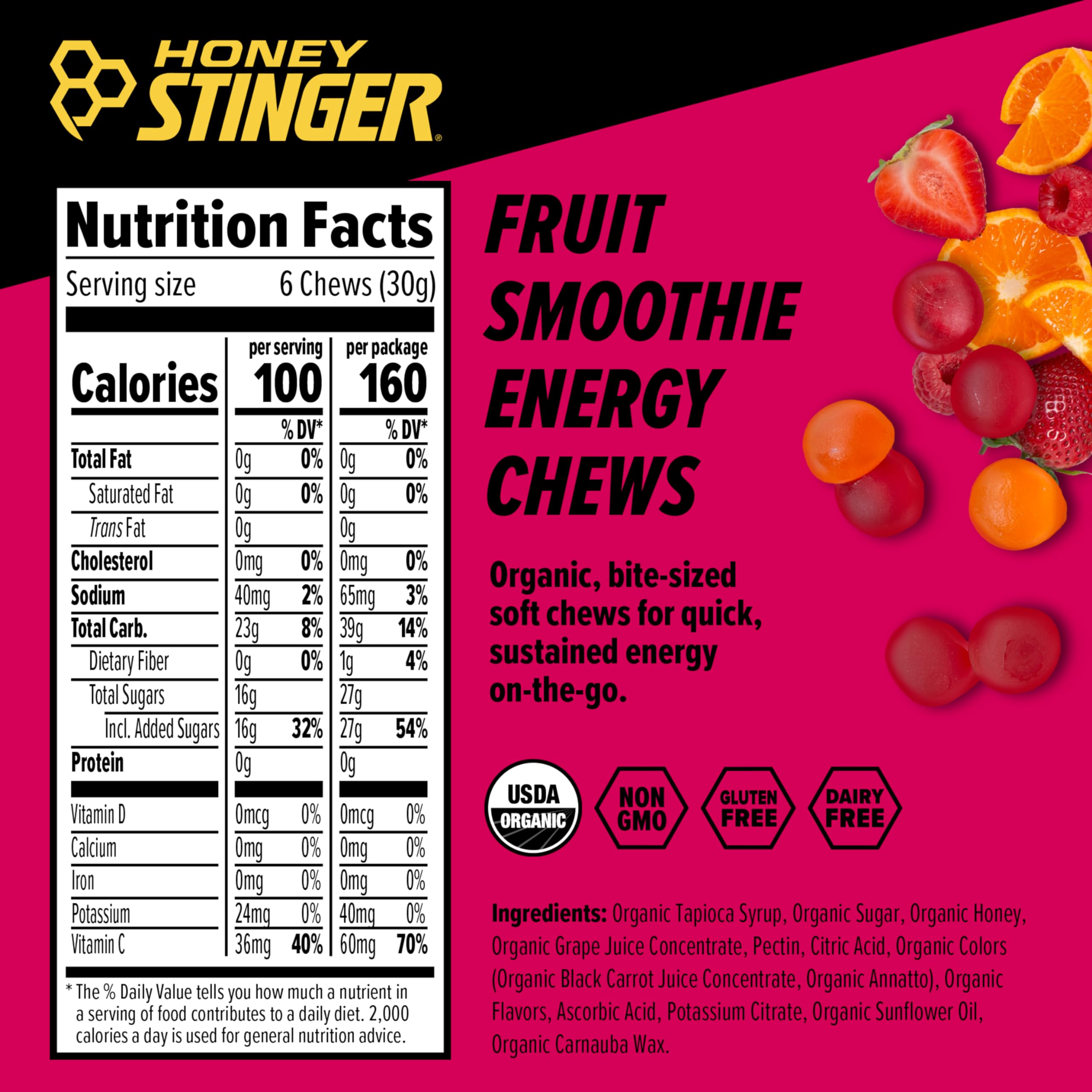 Foto 4 pulgar | Batido De Frutas Orgánico Energy Chew Honey Stinger, 610 Ml, 12 Unidades - Venta Internacional.