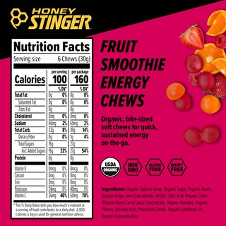 Foto 3 | Batido De Frutas Orgánico Energy Chew Honey Stinger, 610 Ml, 12 Unidades - Venta Internacional.