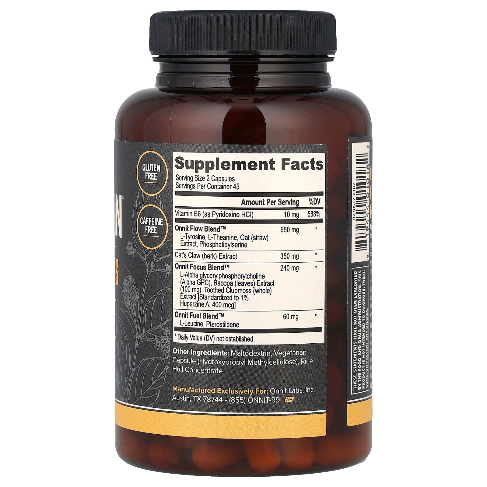 Foto 2 | Suplemento Onnit Alpha Brain 90 Cápsulas - Venta Internacional.