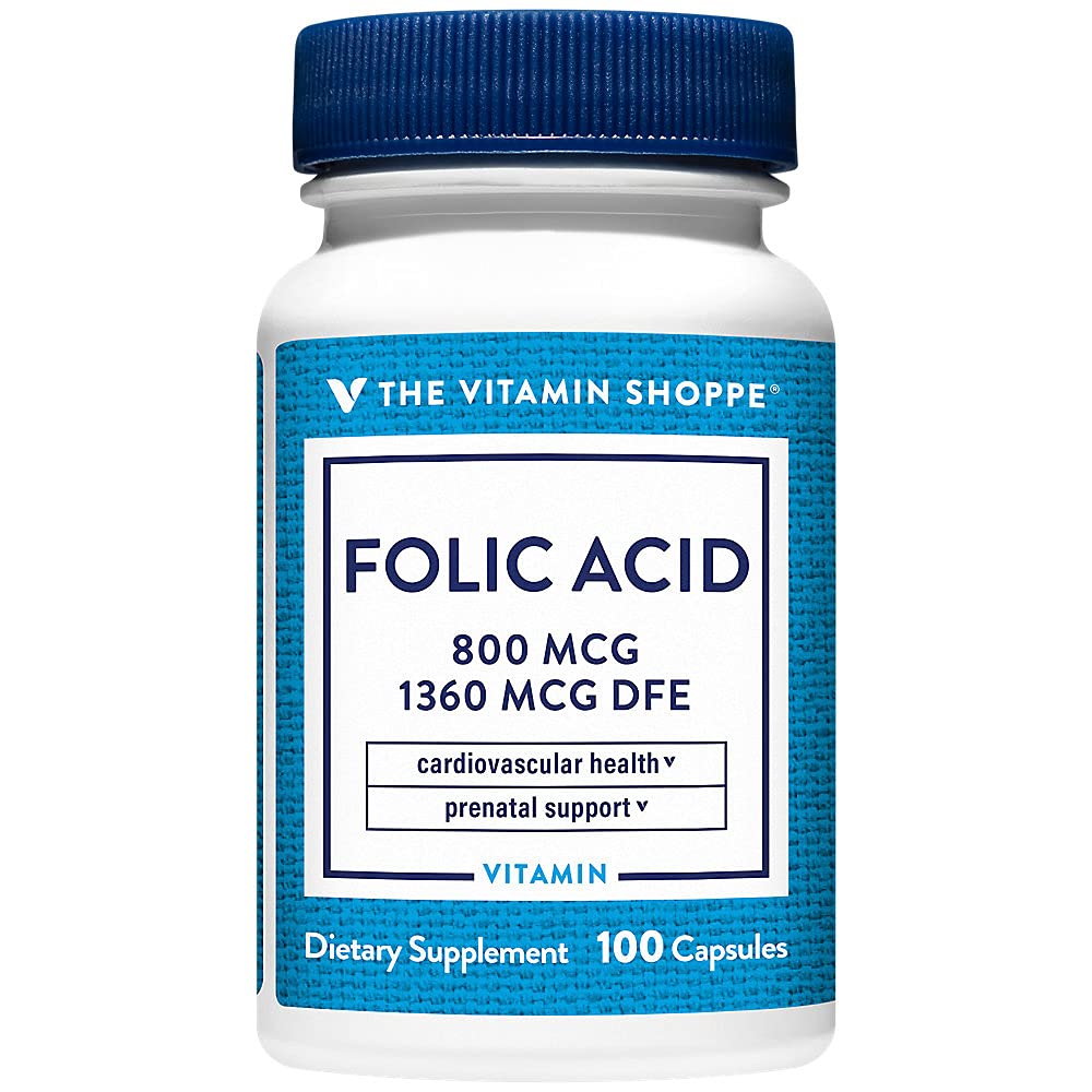 Foto 2 pulgar | Suplemento De Ácido Fólico The Vitamin Shoppe, 800 Mcg, 100 Cápsulas - Venta Internacional.