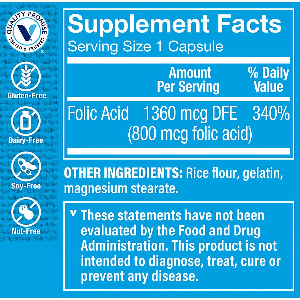 Foto 3 | Suplemento De Ácido Fólico The Vitamin Shoppe, 800 Mcg, 100 Cápsulas - Venta Internacional.