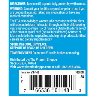 Foto 4 | Suplemento De Ácido Fólico The Vitamin Shoppe, 800 Mcg, 100 Cápsulas - Venta Internacional.