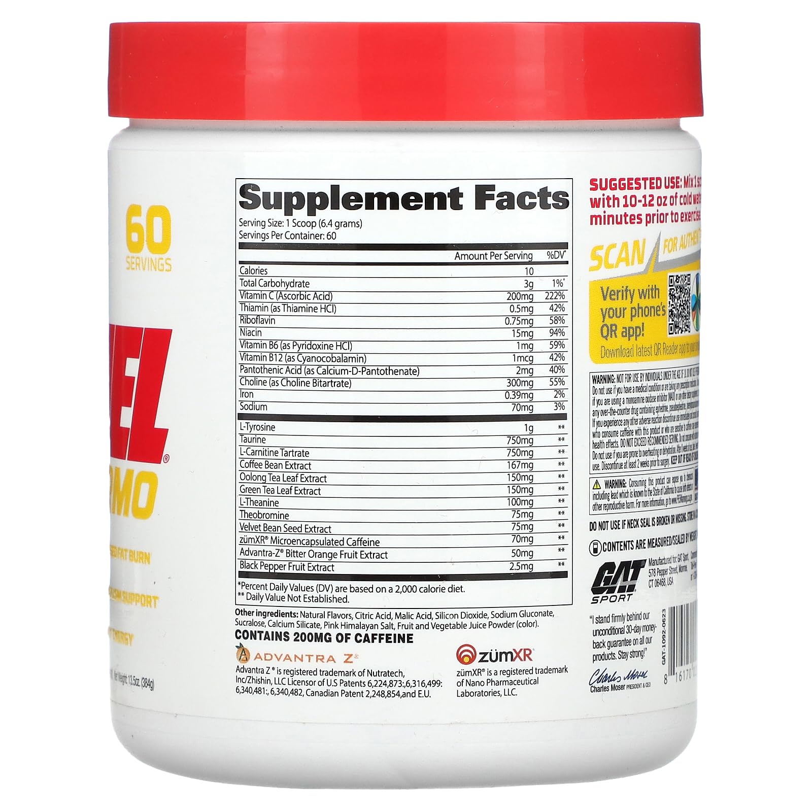 Foto 3 pulgar | Polvo Quemagrasas Gat Sport Jetfuel Thermo 400 Ml Fresa - Venta Internacional.
