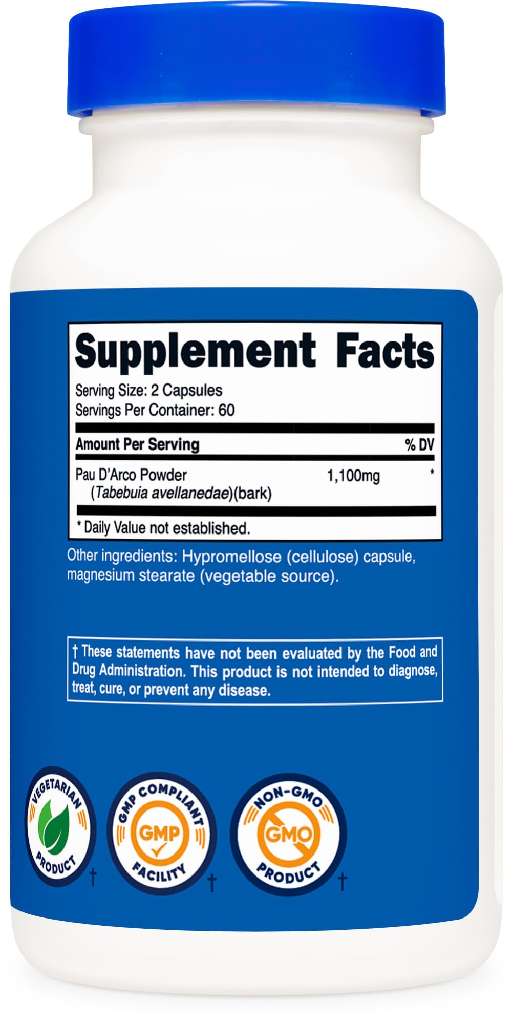 Foto 6 pulgar | Suplemento Nutricost Pau D'arco Inner Bark 1100 Mg 120 Cápsulas - Venta Internacional.