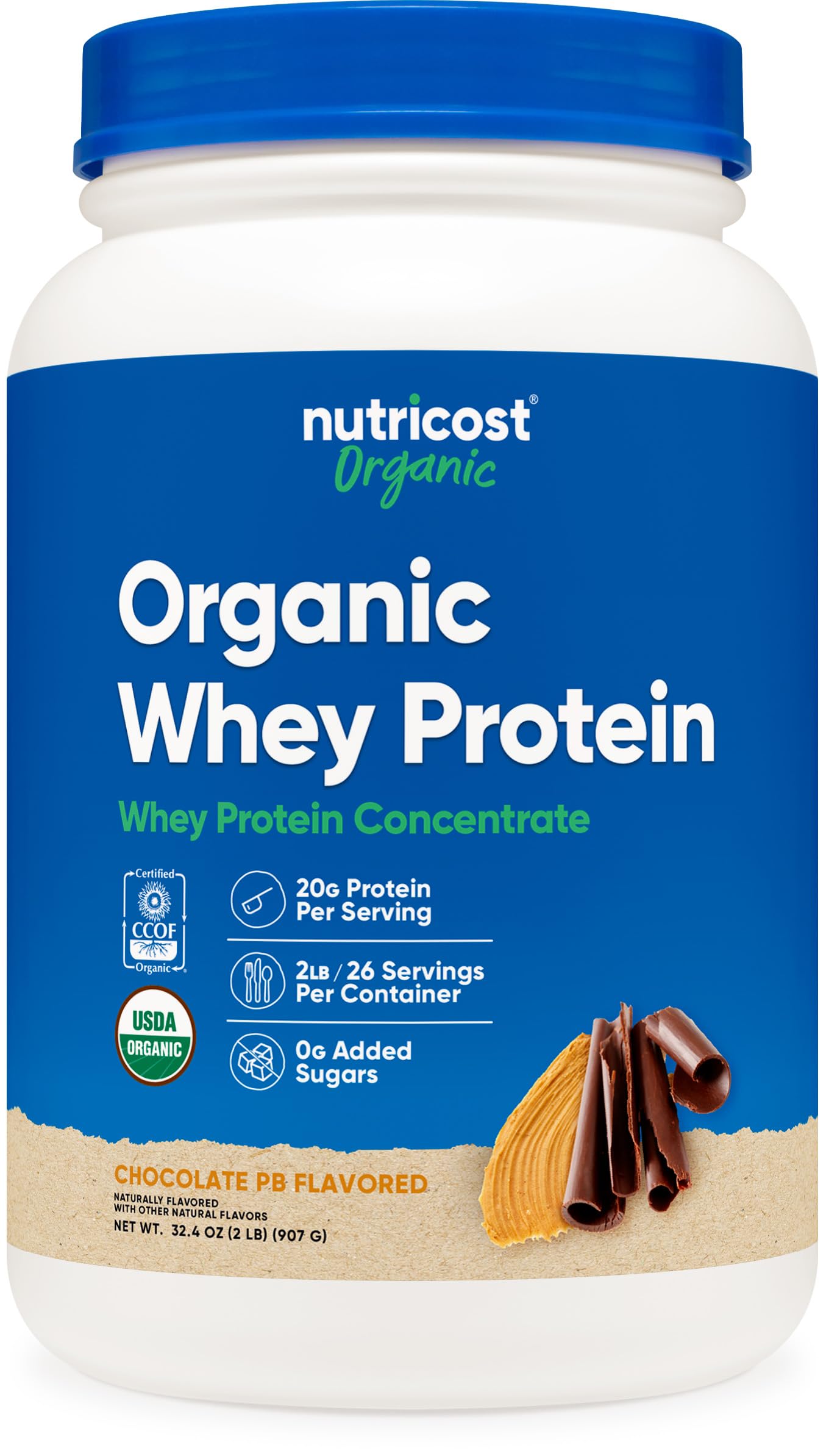 Foto 2 pulgar | Proteína En Polvo Nutricost Organic Whey Chocolate Con Cacahuete, 2 Kg - Venta Internacional.