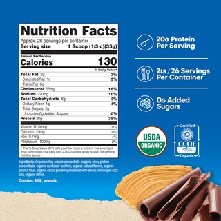 Foto 2 | Proteína En Polvo Nutricost Organic Whey Chocolate Con Cacahuete, 2 Kg - Venta Internacional.