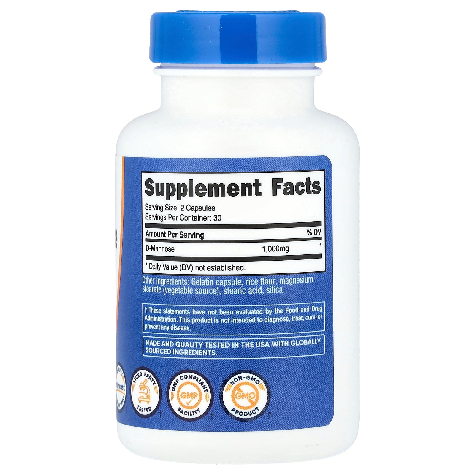 Foto 3 pulgar | Suplemento Nutricost D-manose 60 Cápsulas (500 Mg/cápsula) - Venta Internacional.