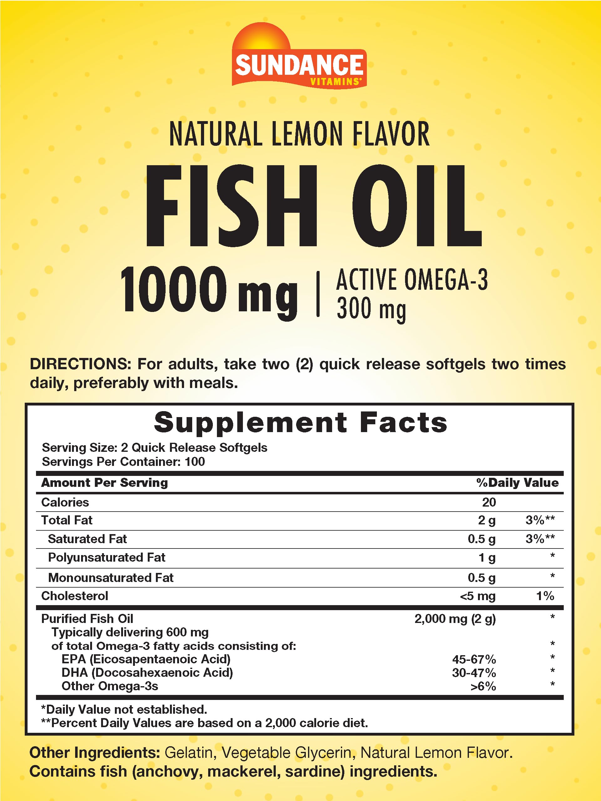 Foto 2 | Suplemento En Cápsulas Blandas De Aceite De Pescado De Sundance, 1000 Mg De Omega-3, 200 Unidades - Venta Internacional