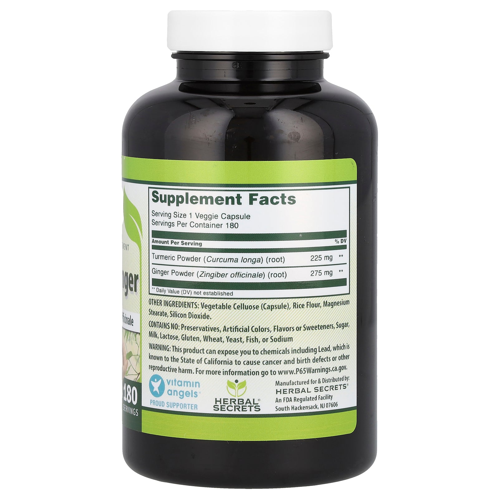 Foto 3 pulgar | Suplemento Herbal Secrets De Cúrcuma Y Jengibre 500 Mg 180 Cápsulas - Venta Internacional.