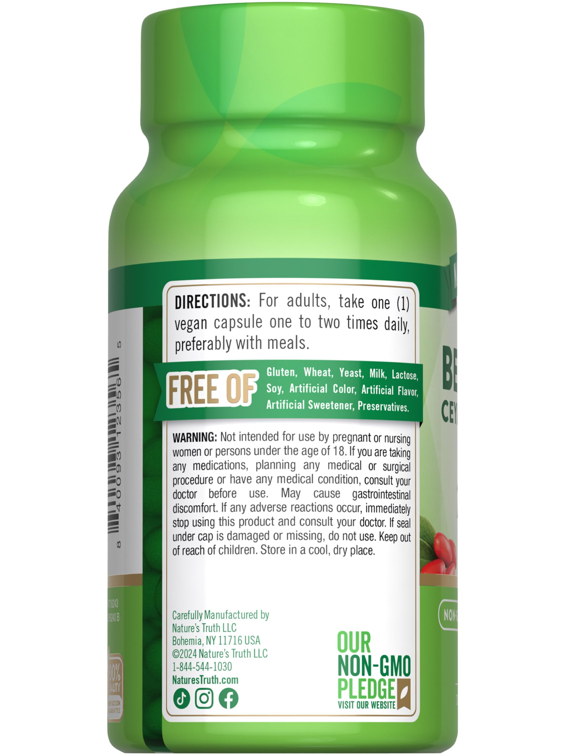 Foto 7 | Suplemento Nature's Truth, Berberina Y Canela De Ceilán, 2000 Mg - Venta Internacional.