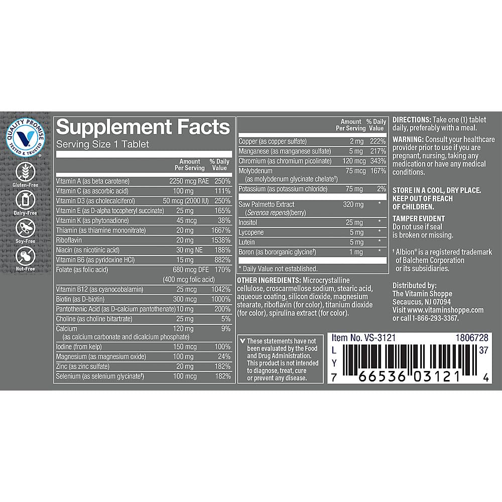 Foto 5 pulgar | Multivitamínico The Vitamin Shoppe One Daily Para Hombres, 50 O Más De 60 Comprimidos - Venta Internacional.