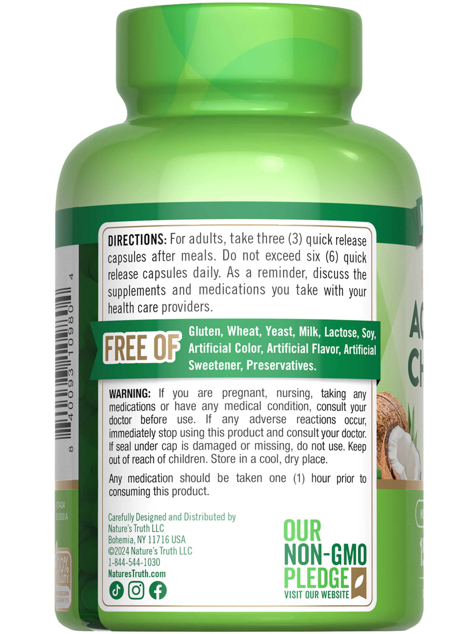 Foto 8 pulgar | Suplemento De Carbón Activado Nature's Truth 780 Mg 150 Píldoras - Venta Internacional.