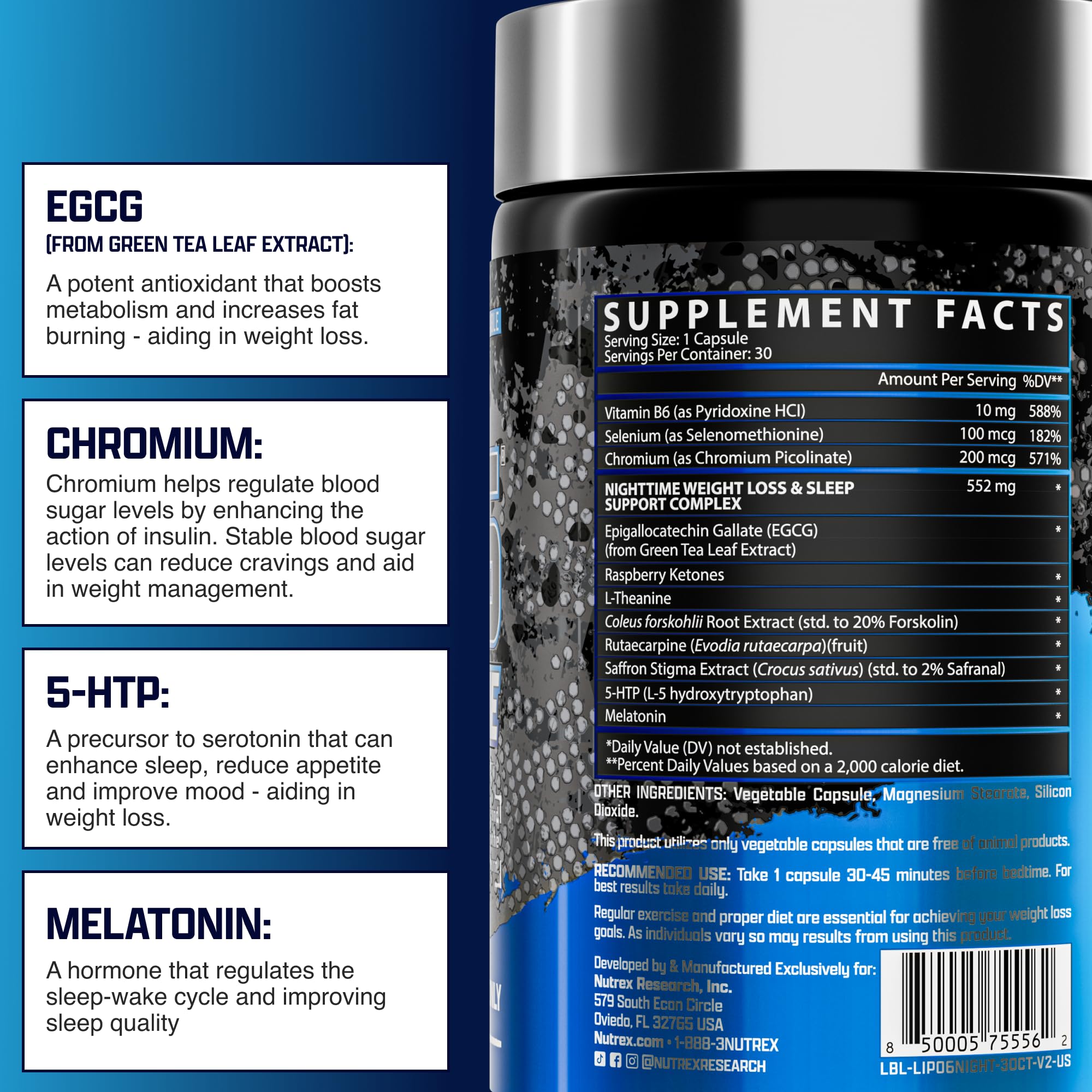 Foto 6 pulgar | Suplemento Nutrex Lipo 6, Quemador De Grasa Nocturno, 30 Porciones - Venta Internacional.