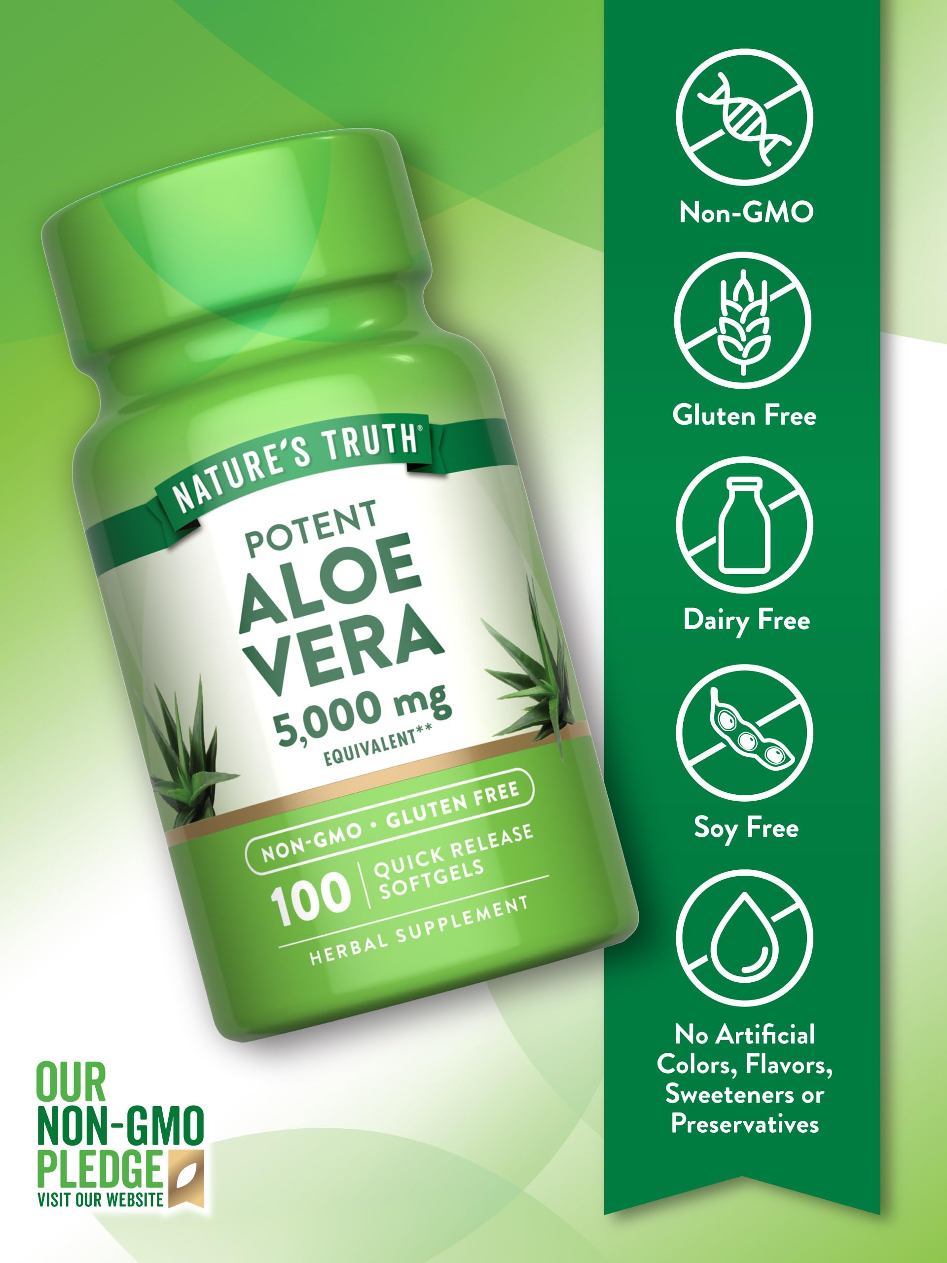Foto 4 pulgar | Suplemento: Cápsulas Blandas De Aloe Vera De Nature's Truth, 5000 Mg, 100 Unidades - Venta Internacional.