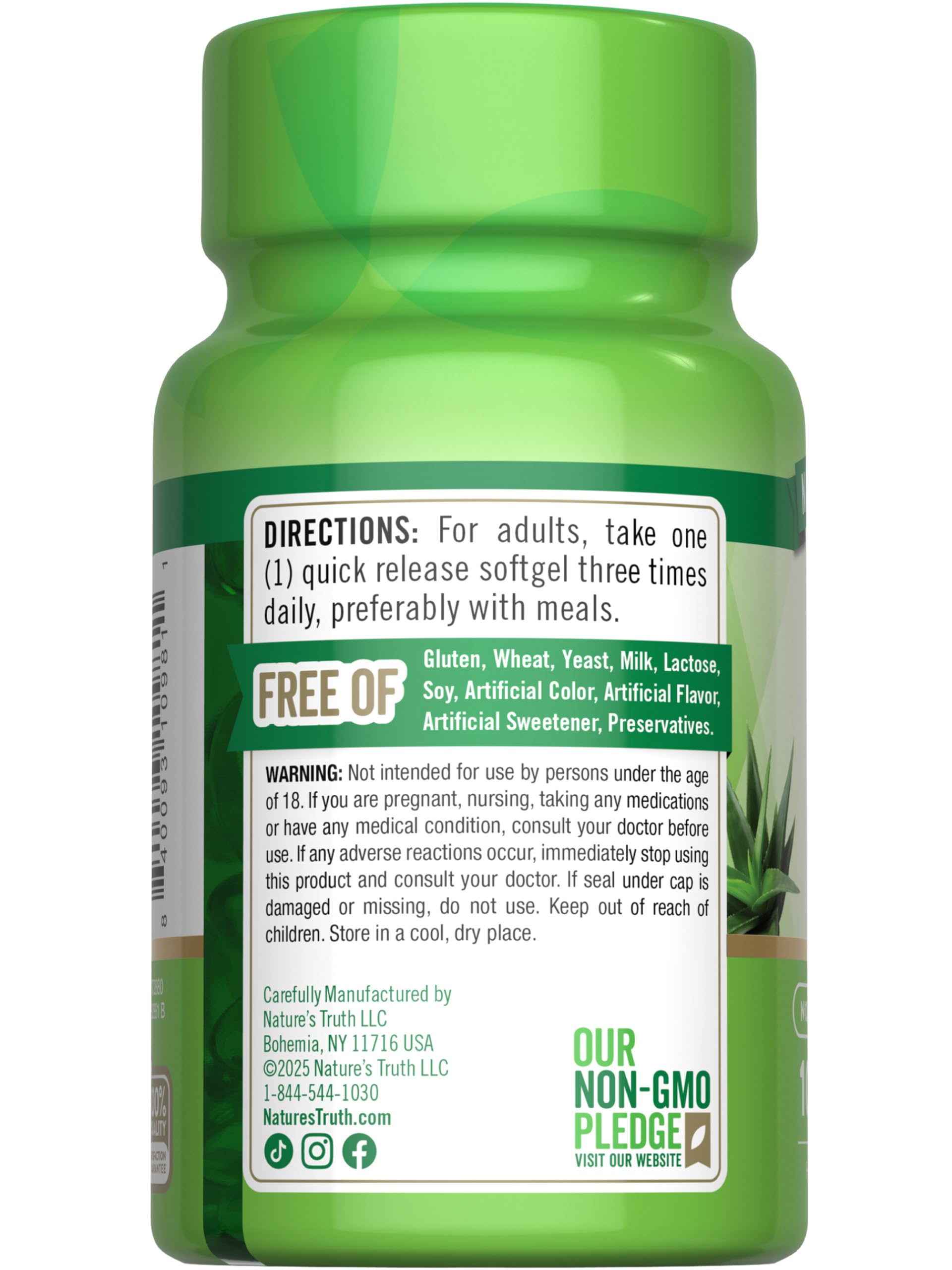 Foto 8 pulgar | Suplemento: Cápsulas Blandas De Aloe Vera De Nature's Truth, 5000 Mg, 100 Unidades - Venta Internacional.