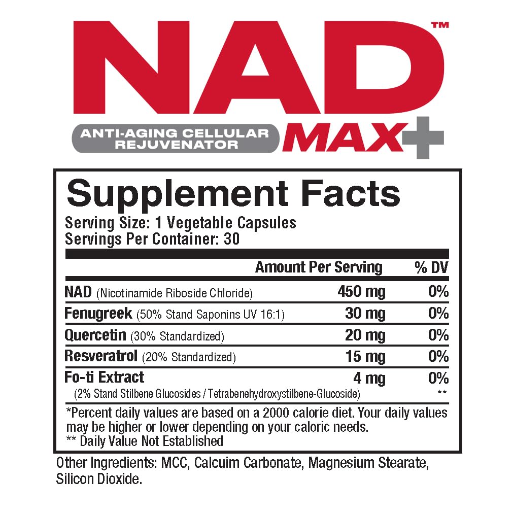Foto 3 pulgar | Suplemento De Nutrición Metabólica Nad Max Plus+ En Cápsulas De 450 Mg - Venta Internacional.