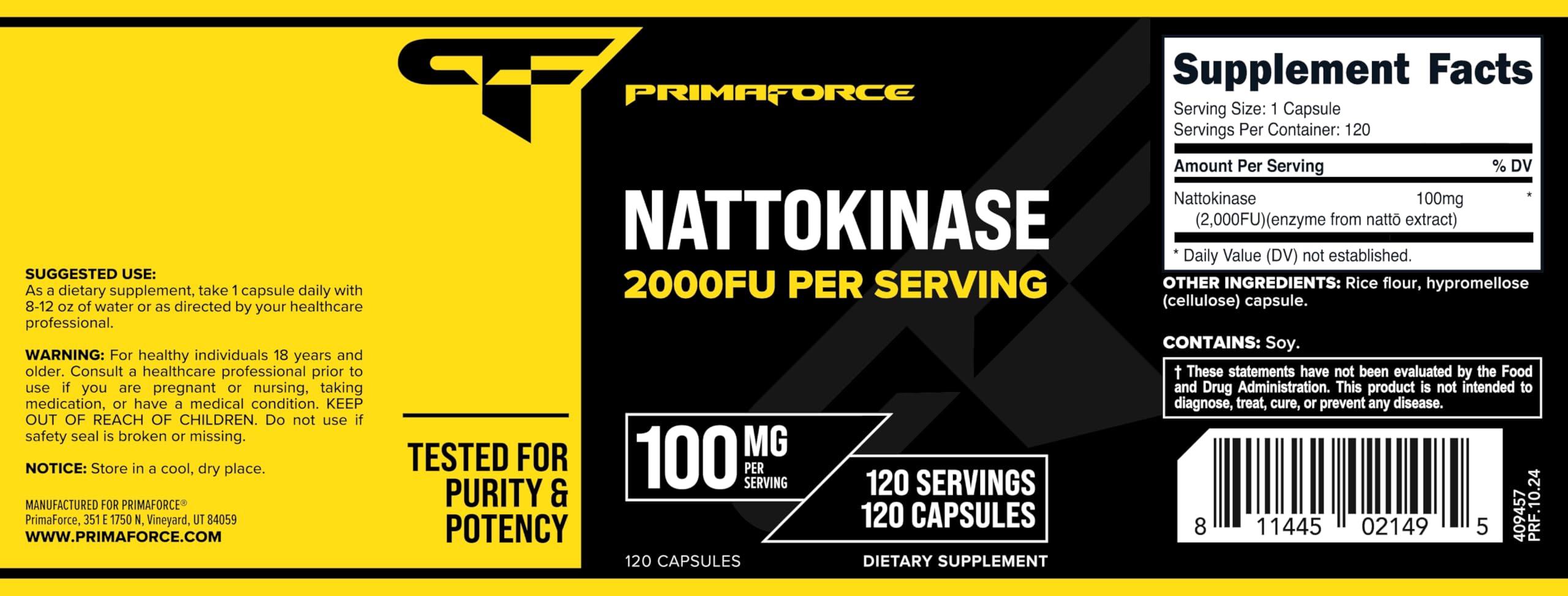 Foto 6 pulgar | Suplemento Primaforce Nattokinase 100 Mg 2000 Fu 120 Cápsulas - Venta Internacional.