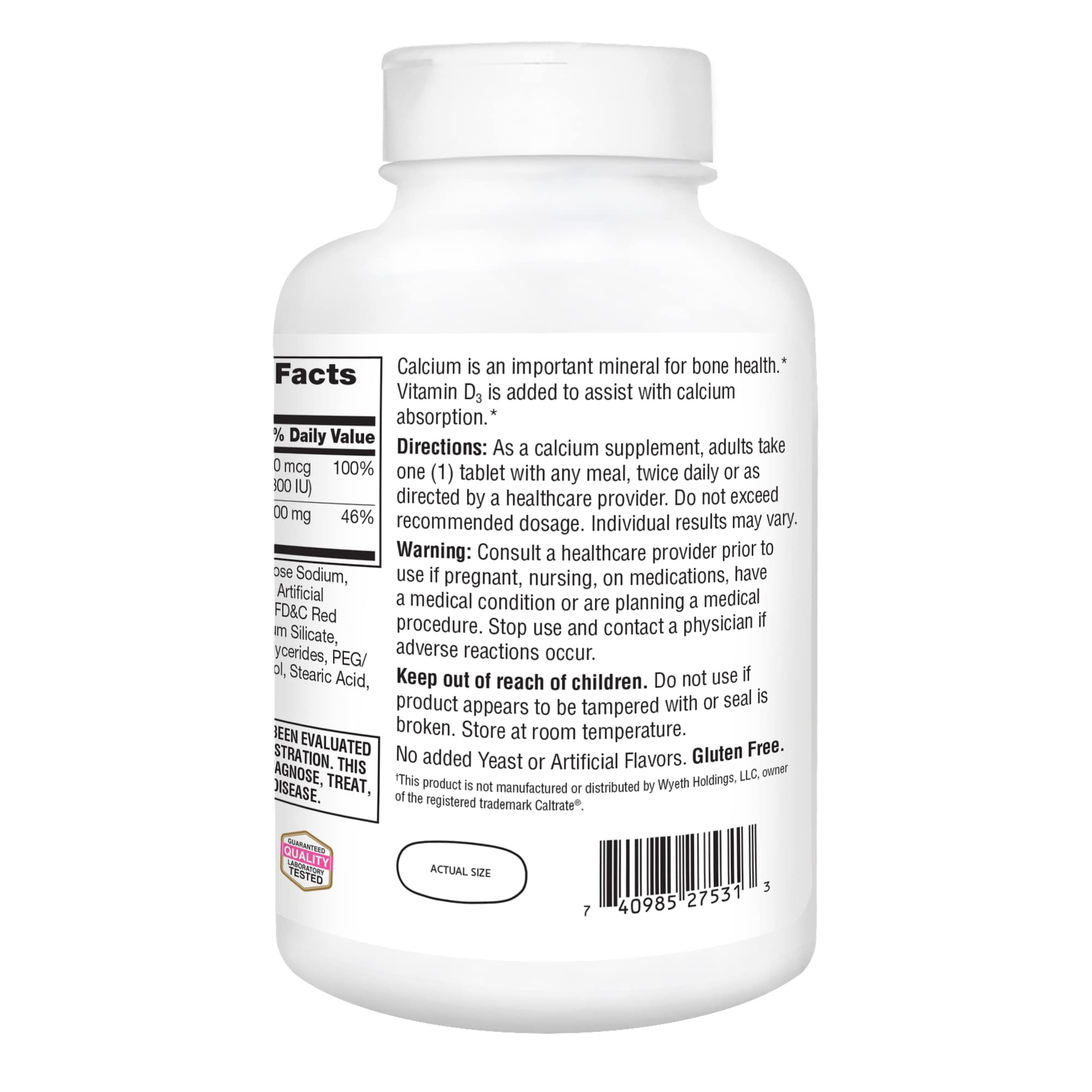 Foto 6 pulgar | Tableta De Suplemento 21st Century Calcium Plus D, 600 Mg, 400 Unidades - Venta Internacional.