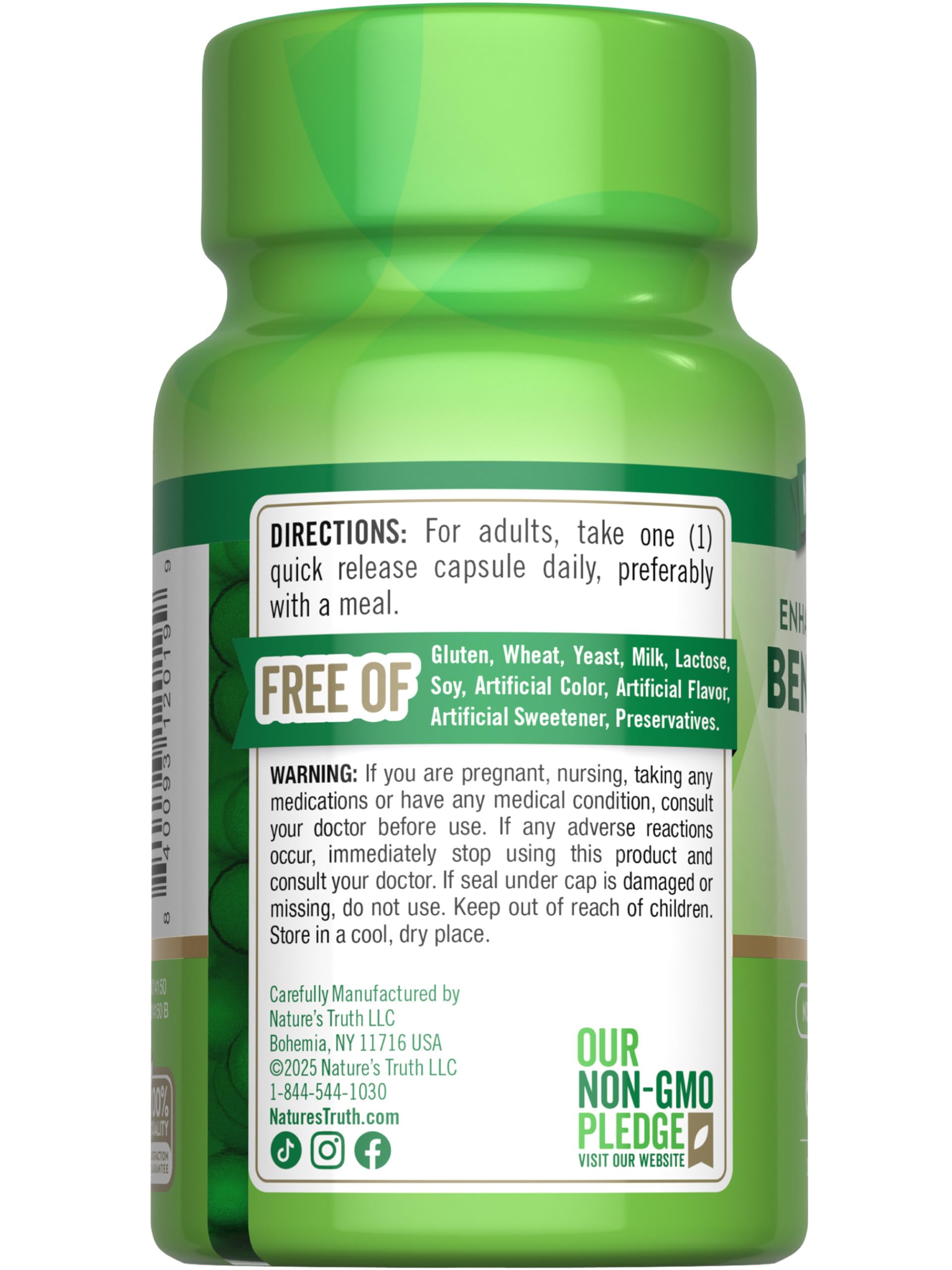 Foto 7 | Suplemento Nature's Truth Benfotiamina 300 Mg 60 Cápsulas - Venta Internacional.