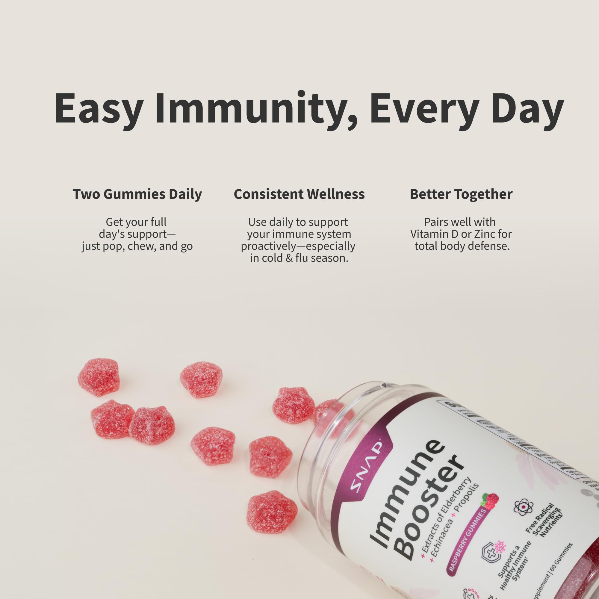 Foto 2 | Suplemento De Gomitas Snap Elderberry Immune Support 60 Unidades - Venta Internacional.