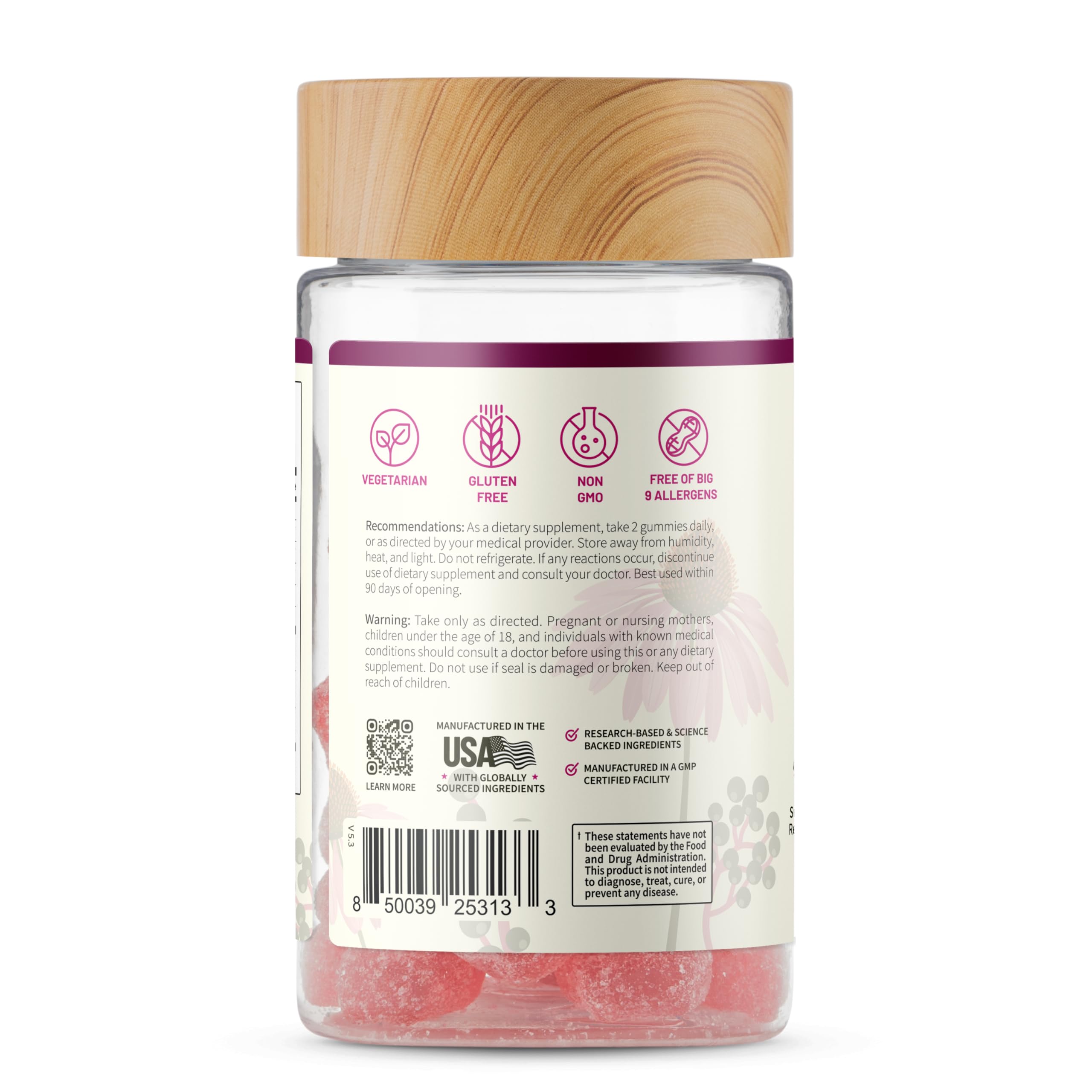 Foto 7 pulgar | Suplemento De Gomitas Snap Elderberry Immune Support 60 Unidades - Venta Internacional.