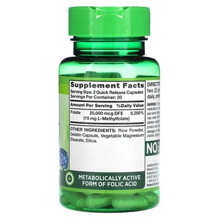 Foto 2 | Suplemento Nature's Truth Extra Strength L-metil Folato 60 Cápsulas - Venta Internacional.