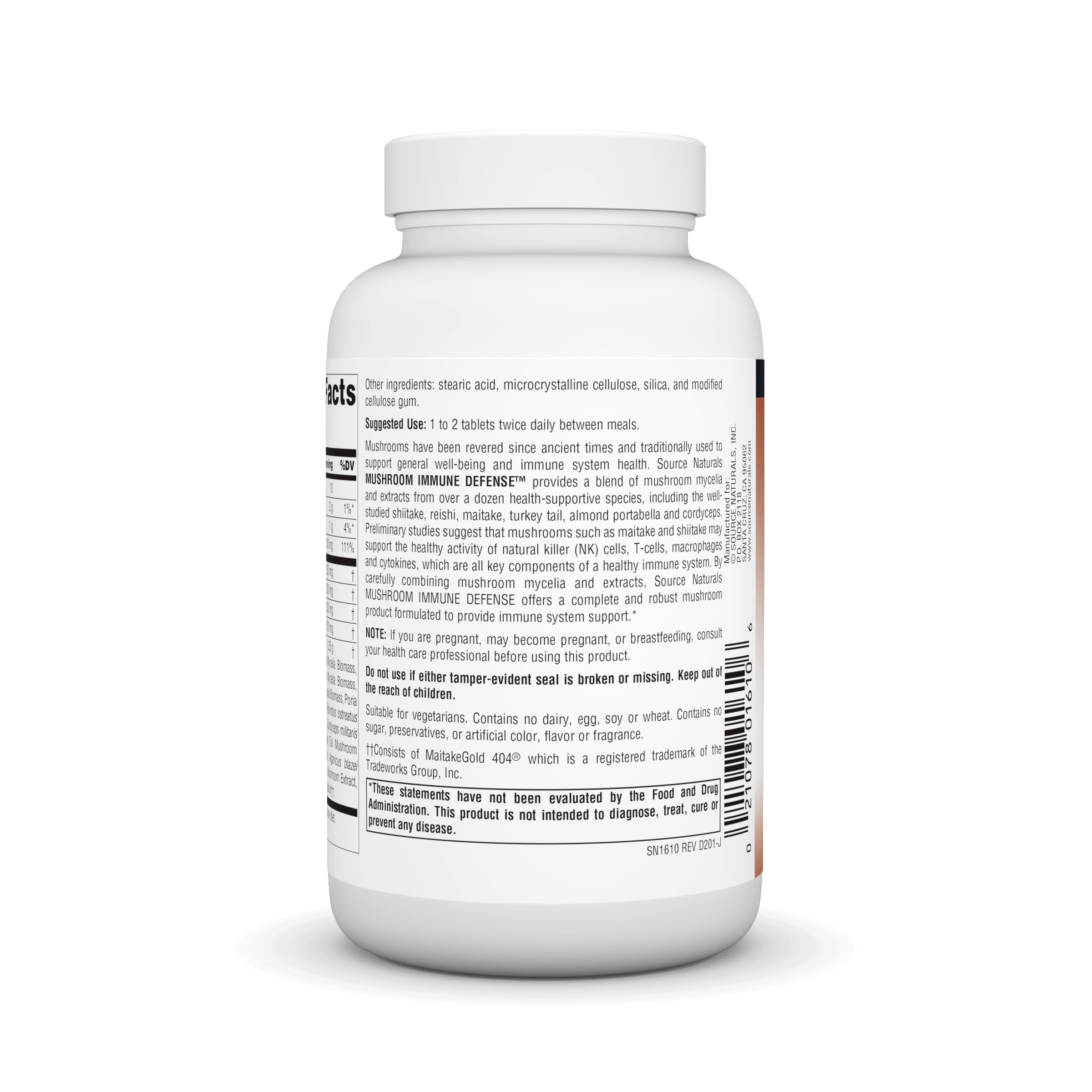 Foto 4 pulgar | Supplement Source Naturals Mushroom Immune Defense 120 Comprimidos - Venta Internacional.