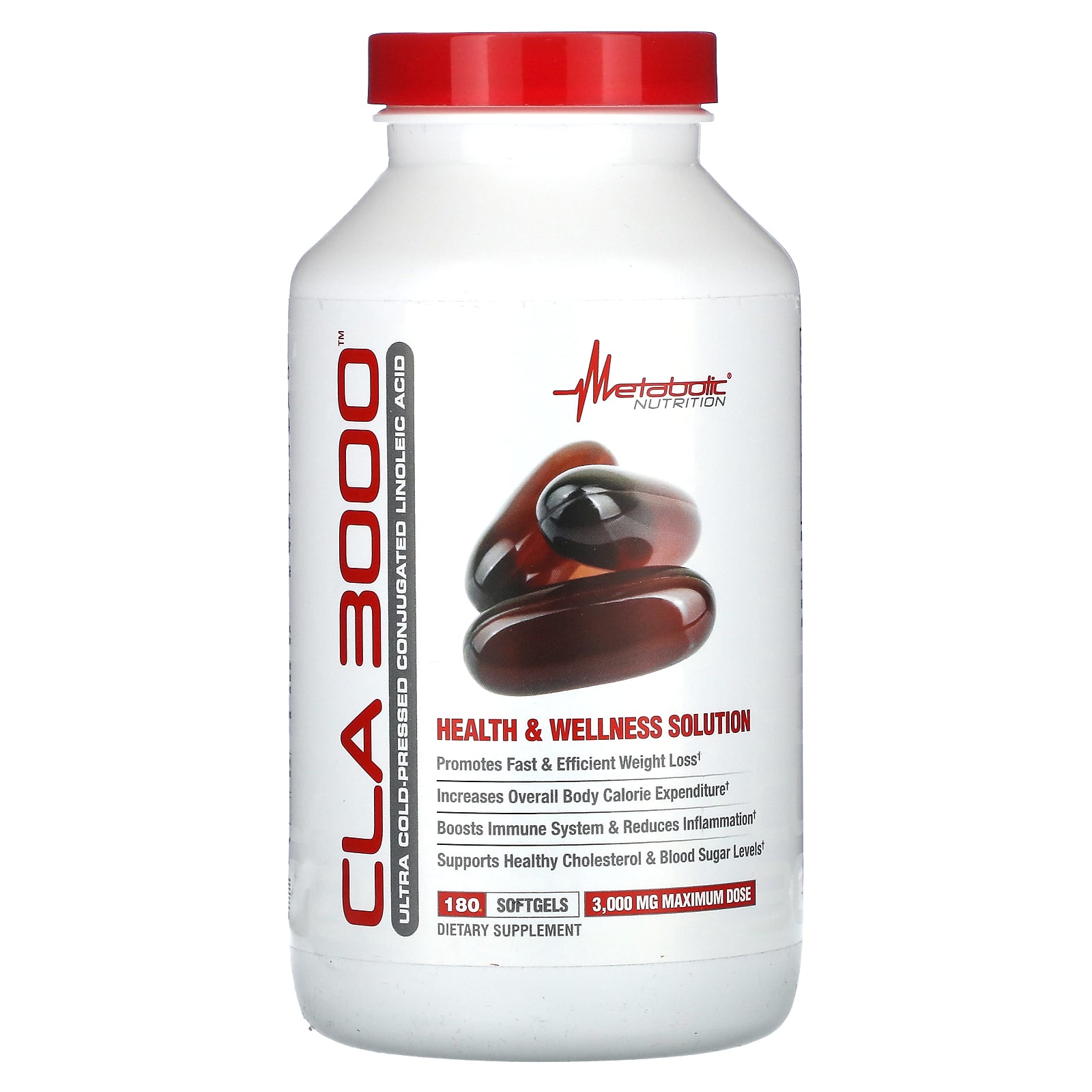 Foto 2 pulgar | Suplemento Metabolic Nutrition Cla 3000 180 Cápsulas Blandas - Venta Internacional.