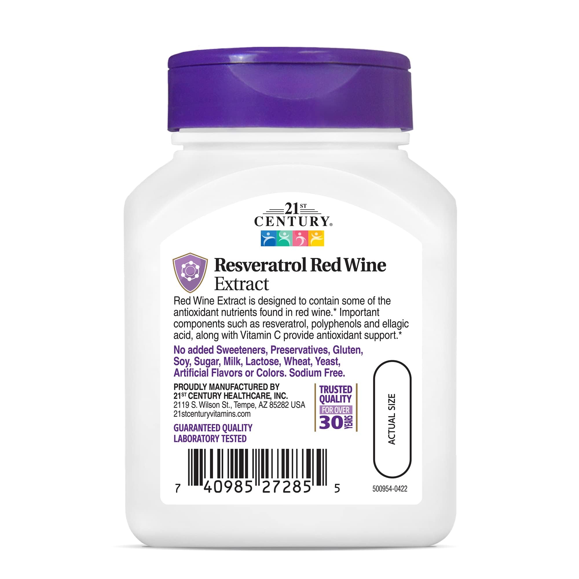 Foto 8 pulgar | Suplemento De Resveratrol Del Siglo Xxi: Extracto De Vino Tinto, 90 Cápsulas - Venta Internacional.